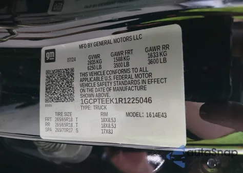 2024 Chevrolet Colorado 4Wd Trail Boss из США, поврежденный, VIN 1GCPTEEK1R1225046